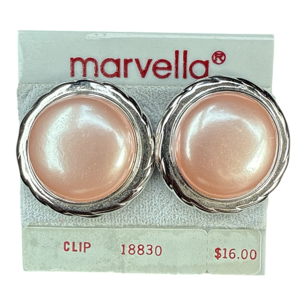 Marvella Faux Pearl Clip Earrings - NOS